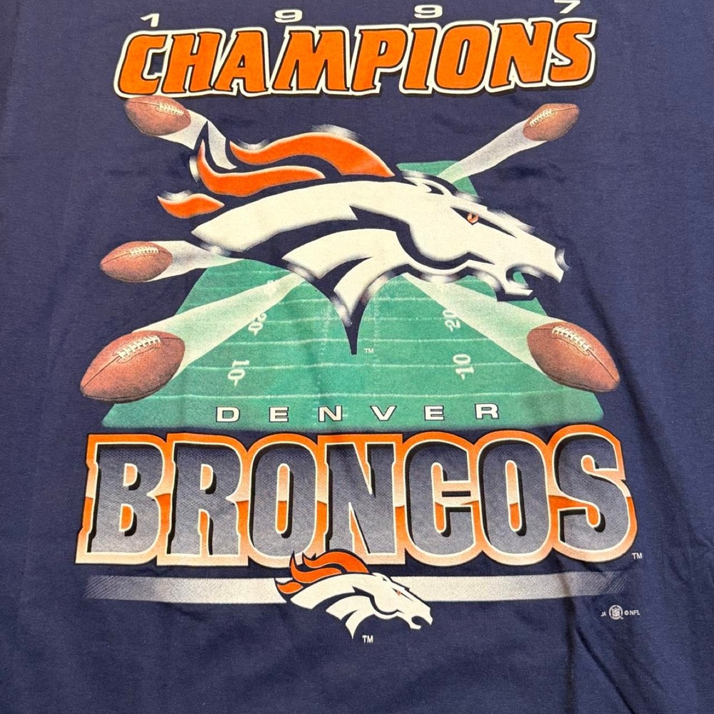 Vintage 90s Denver Broncos 1997 Super Bowl Champions T Shirt - Picture 2 of 7